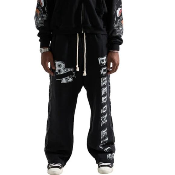 Boredom Kills Men's Black Collegiate Sweatpants Size L - Picture 1 of 10